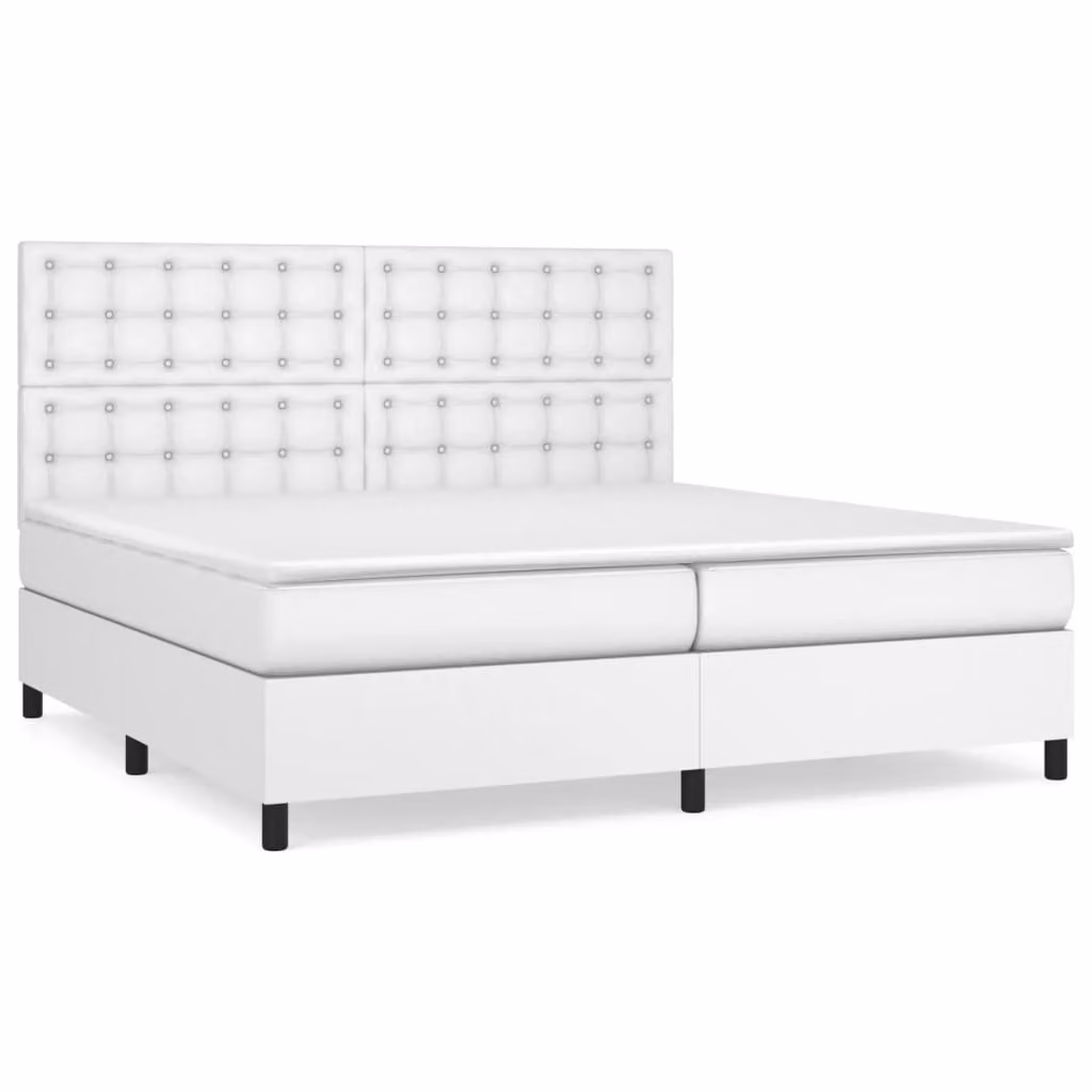 Giroletto a Molle con Materasso Bianco 200x200cm in Pelle finta