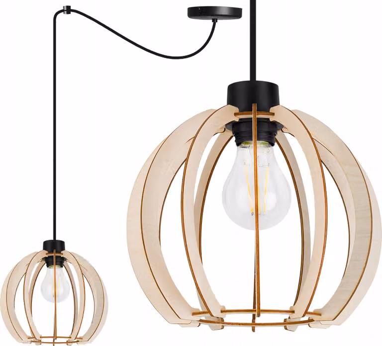 Moderna Lampada A Sospensione A Led In Legno