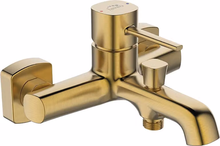 Laveo Pola Rubinetto a parete per vasca da bagno, oro spazzolato, senza kit di montaggio