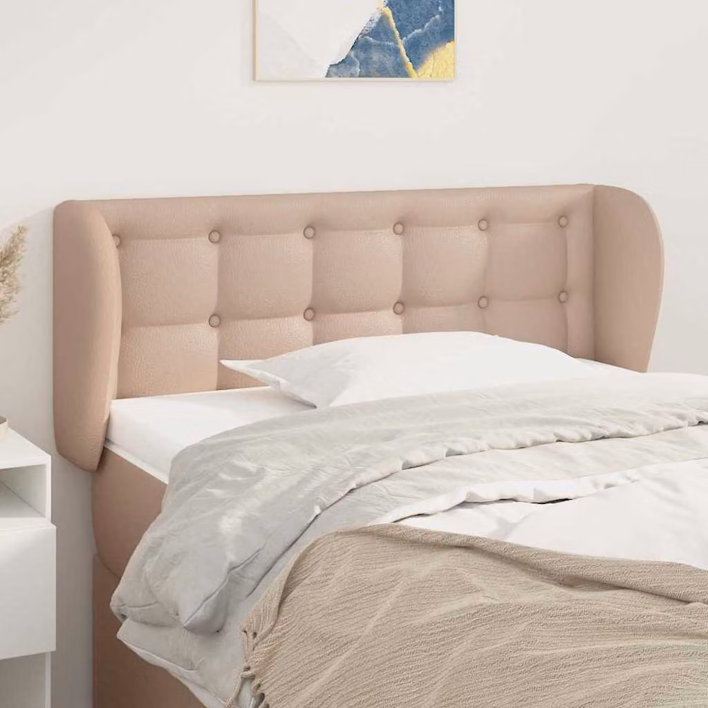 Testiera ad orecchio vidaXL in similpelle color cappuccino, L 93 cm, P 23 cm, H 78-88 cm