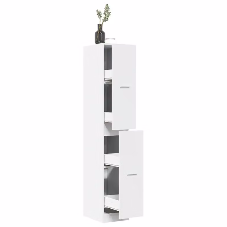 Mobiletto da Farmacia a Parete vidaXL Bianco in MDF con Ante a Battente e Ripiani Interni L: 30 cm, P: 41 cm, H: 174,5 cm