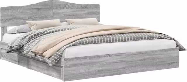 Letto matrimoniale | Letto per adulti | Letto con Contenitore con testiera Grigio Sonoma 180 x 200 cm