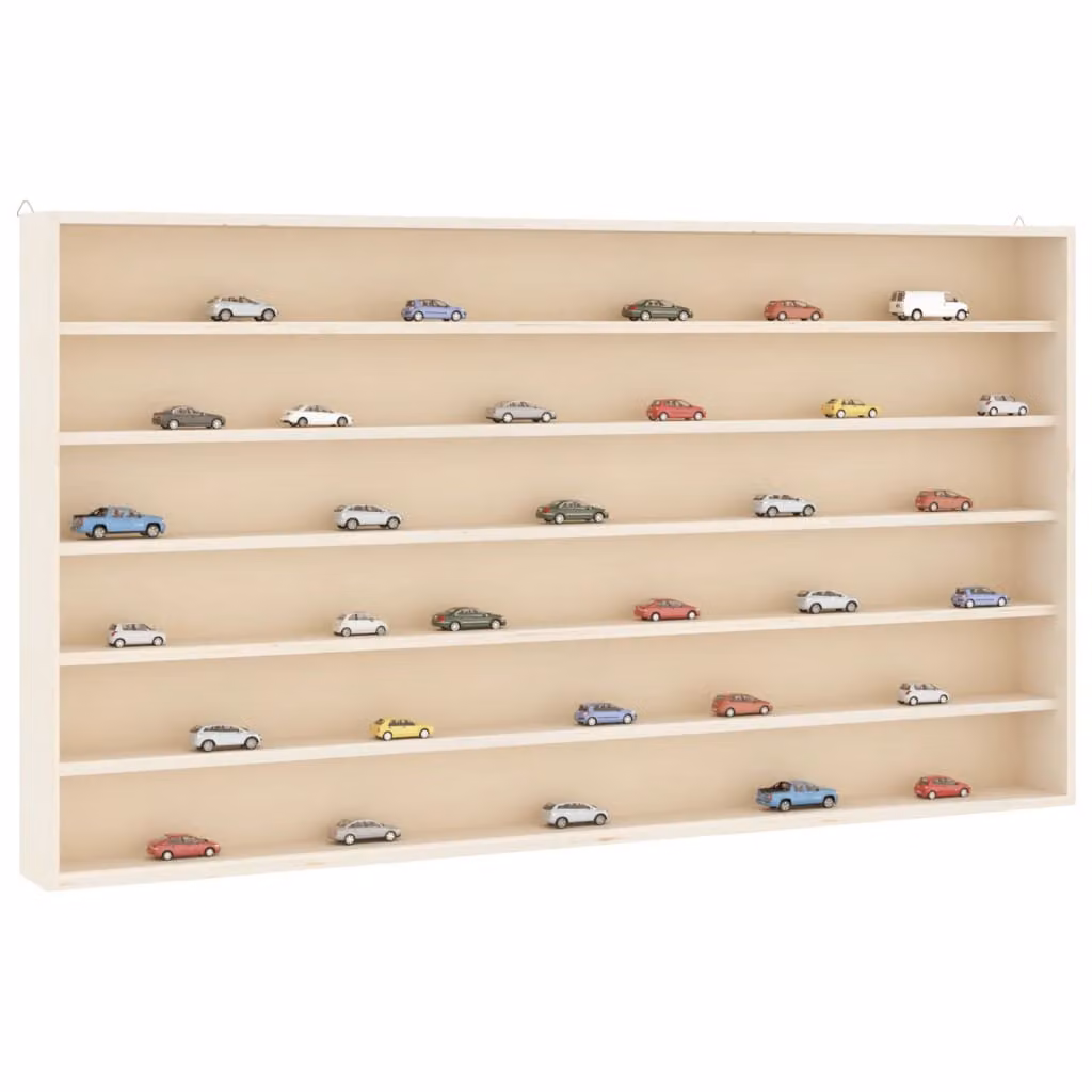 Teca da Collezione vidaXL in Legno con 6 Ripiani, da Appendere al Muro, L 80 cm x P 8,5 cm x H 55 cm
