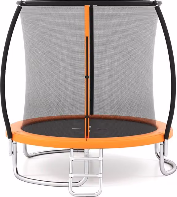 Trampolino ricreativo pesante con rete di sicurezza per bambini e adulti-Trampolino da esterno 244 cm in acciaio zincato antiruggine Arancione