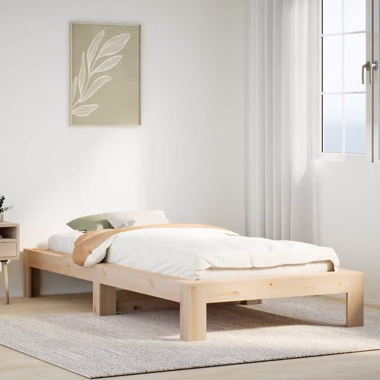 Letto senza materasso vidaXL in legno massello di pino marrone, L/P/H: 200 x 90 x 111,5 cm