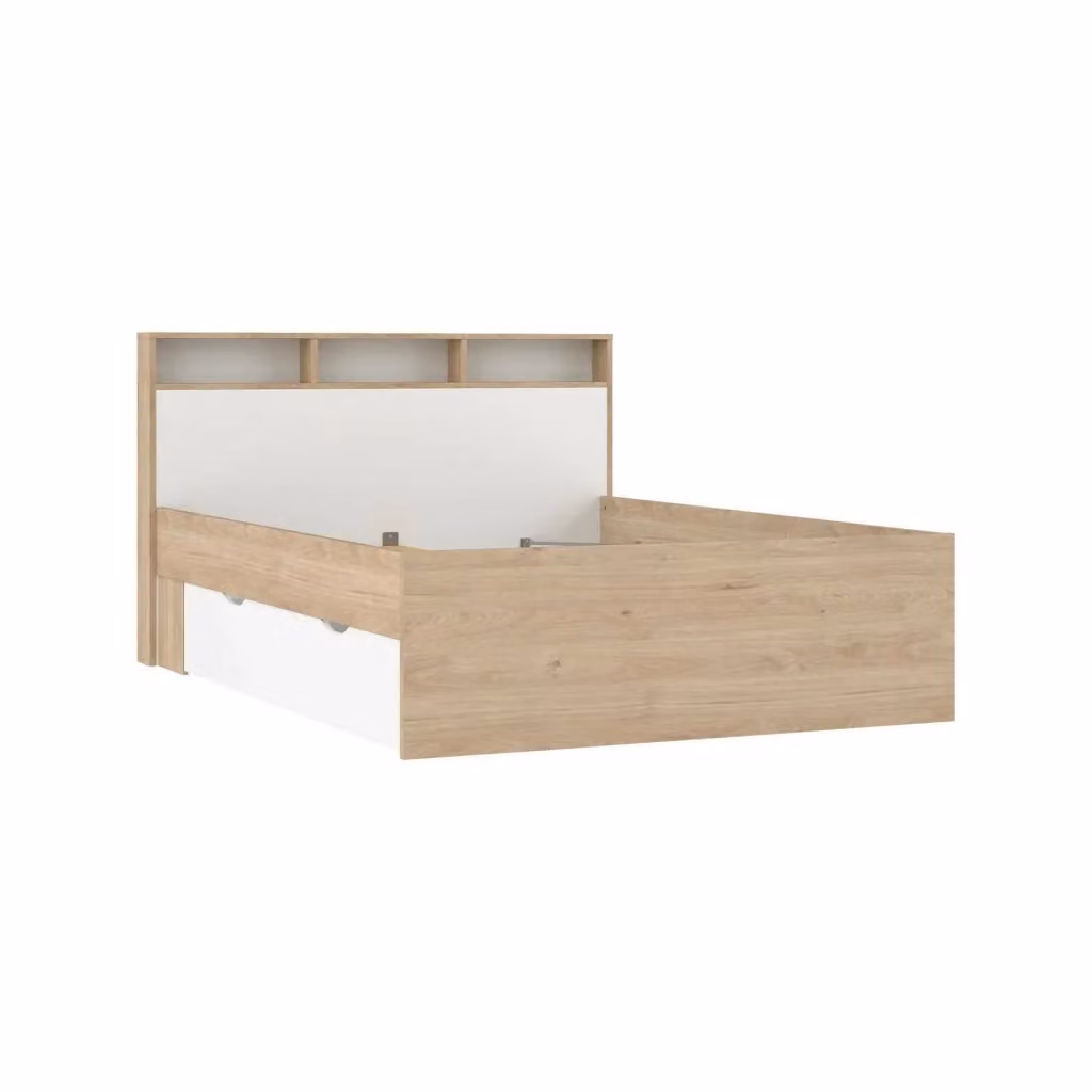 Letto piazza e mezza Jean DMORA in Rovere e Bianco con cassetti, L/P/H: 206 x 150 x 97 cm – 2