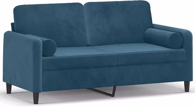 Divano | Divano da soggiorno | Sofa a 2 Posti con Cuscini Blu 140 cm in Velluto