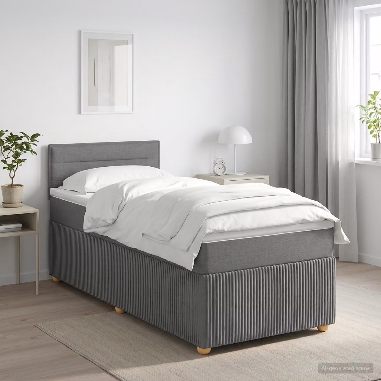 Maison Exclusive - Letto boxspring con materasso grigio scuro 90 x 190 cm Tessuto