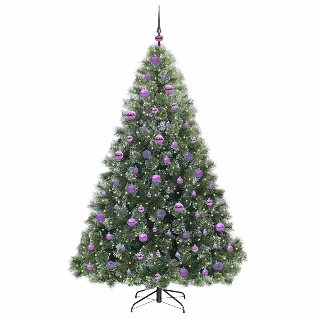Albero di Natale artificiale moderno vidaXL verde con 300 LED luce bianca calda, Altezza: 180 cm – 2