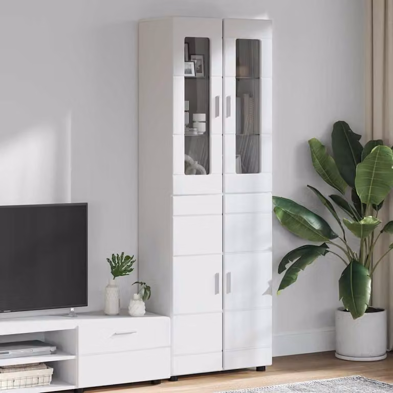 vidaXL Credenza FLORIN Moderna Bianco Lucido L: 60 cm, P: 35 cm, H: 182 cm