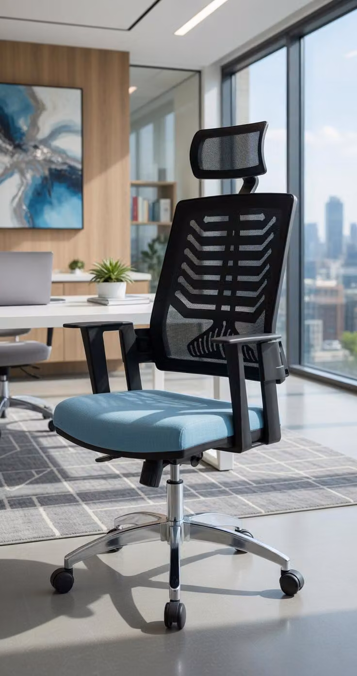 Sedia da ufficio regolabile in altezza, con schienale ergonomico e braccioli