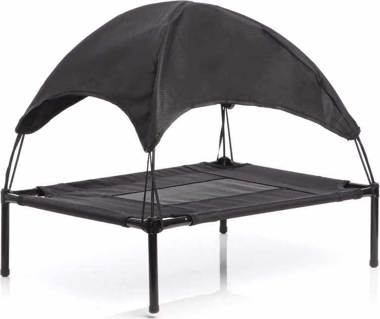 Wiltec letto per cani con tetto nero 122 x 91 x 16 cm taglia XL fino a 50 kg letto per gatti all'aperto posto letto per animali domestici baldacchino solare