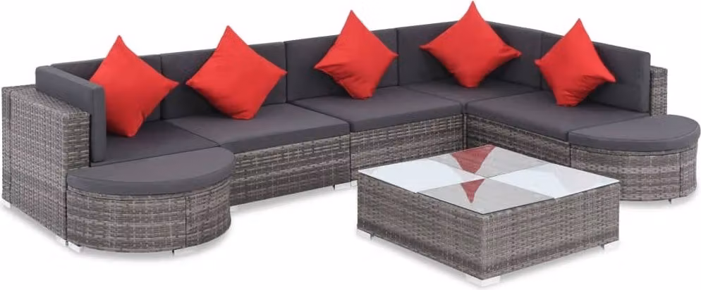 Maison Exclusive - Set da giardino da 8 pezzi con cuscini in polyrattan grigio