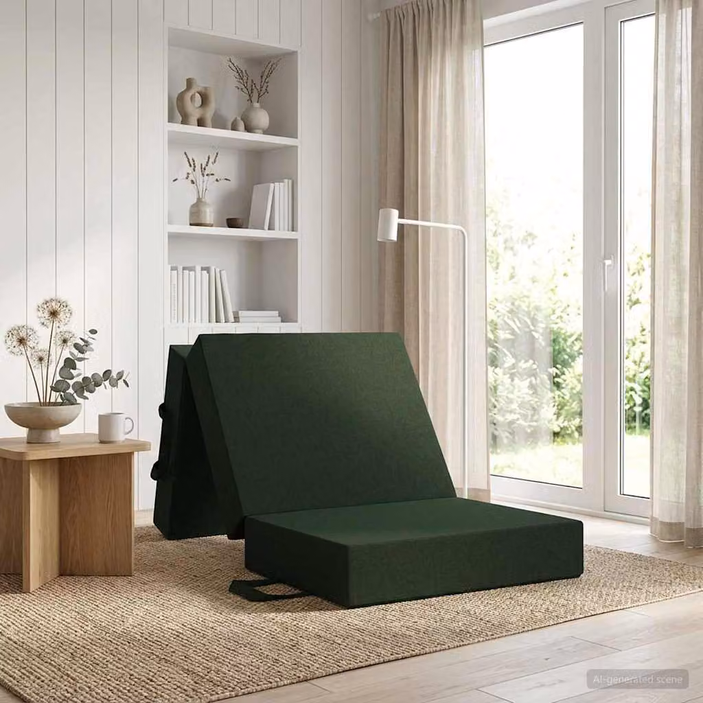 vidaXL Divano Letto Pieghevole Moderno in Tessuto Verde, L/P/H: 75 x 67 x 45 cm
