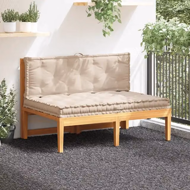 Set di 2 cuscini per pallet e pavimento vidaXL in cotone beige con maniglie di trasporto L/P/H: 120 x 120 x 10 cm – 1