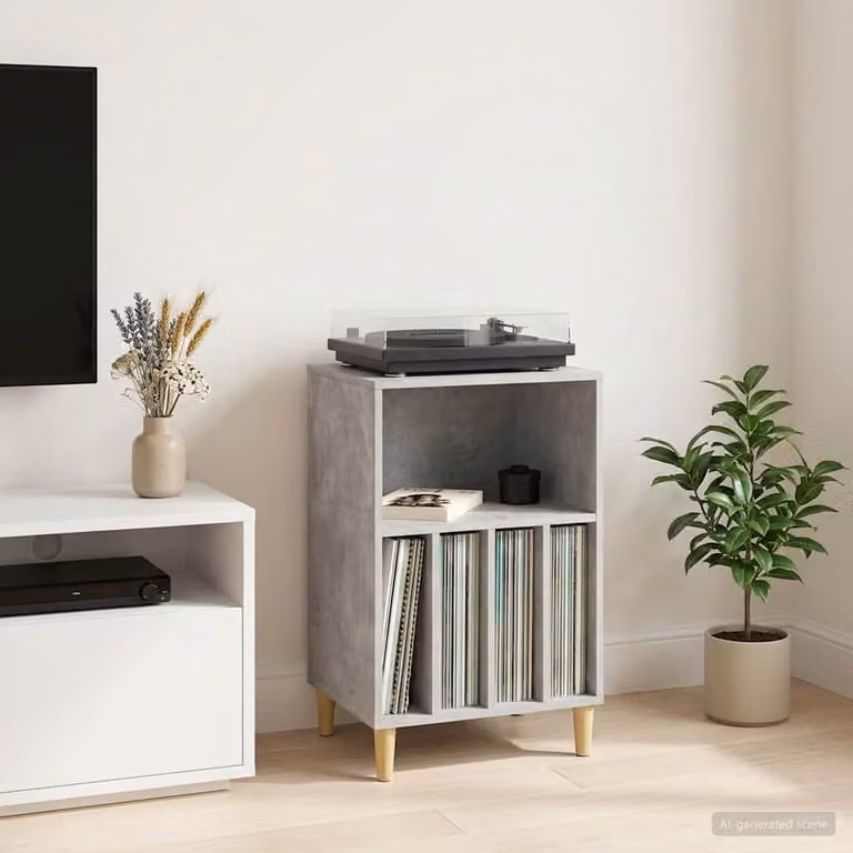 vidaXL Supporto per Giradischi Moderno Grigio Cemento L/P/H: 47 x 39,5 x 74,5 cm