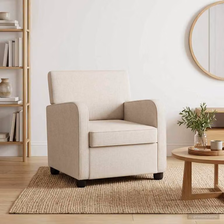 Poltrona moderna vidaXL color beige con braccioli e seduta in schiuma per soggiorno o camera da letto