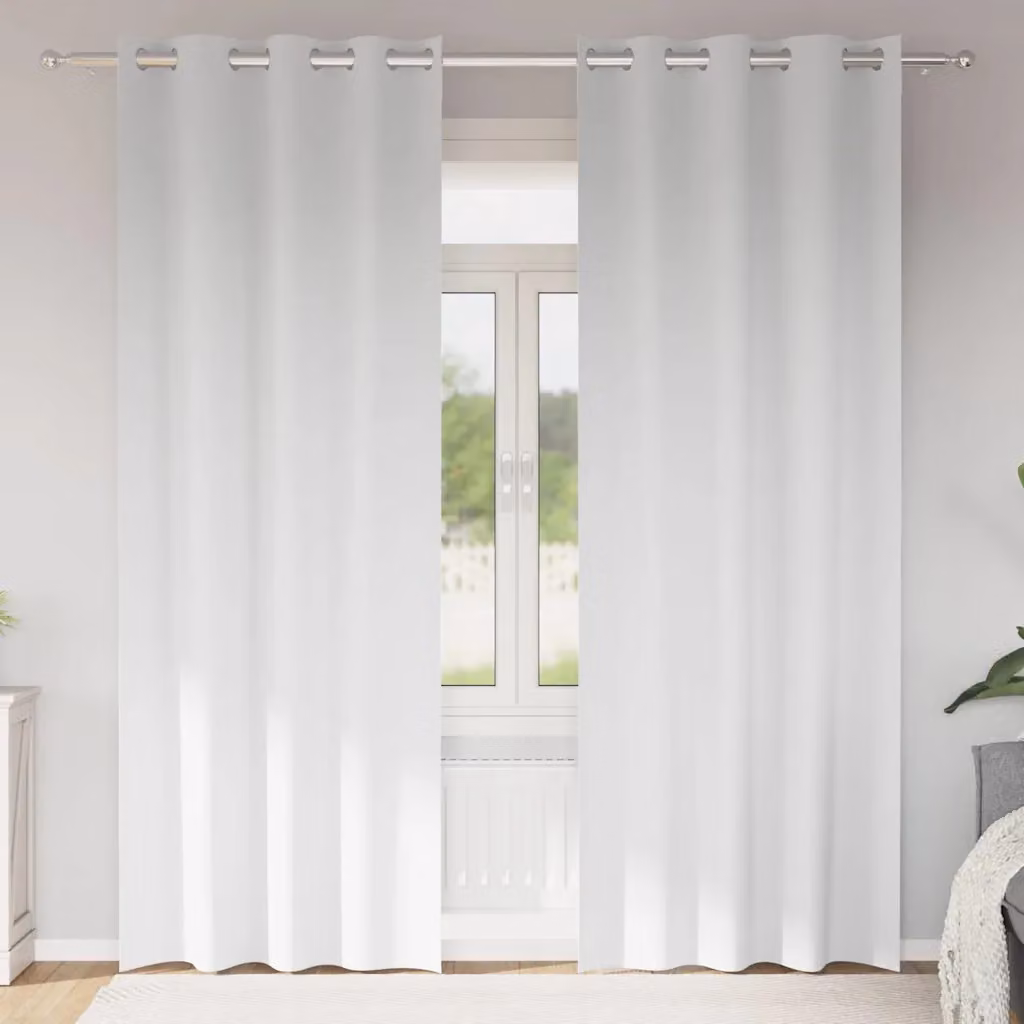Set di 2 tende blackout vidaXL con anelli, colore bianco puro, H 245 cm x L 140 cm
