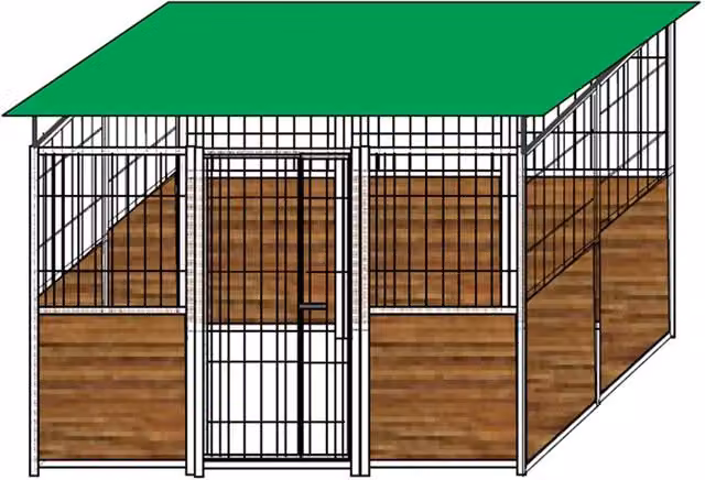 Box per cani SIDERBOX in legno e rete zincata a caldo marrone L: 300 cm, P: 200 cm, H: 180 cm