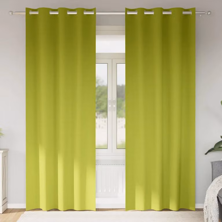 Set di 2 tende blackout vidaXL in poliestere con anelli, colore verde, H: 260 cm x L: 140 cm