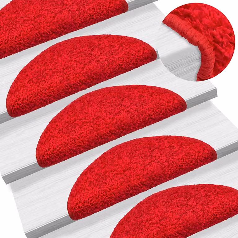 Set di 10 tappetini per scale semicircolari vidaXL rossi in polipropilene, L: 56 cm, P: 17 cm, H: 3 cm