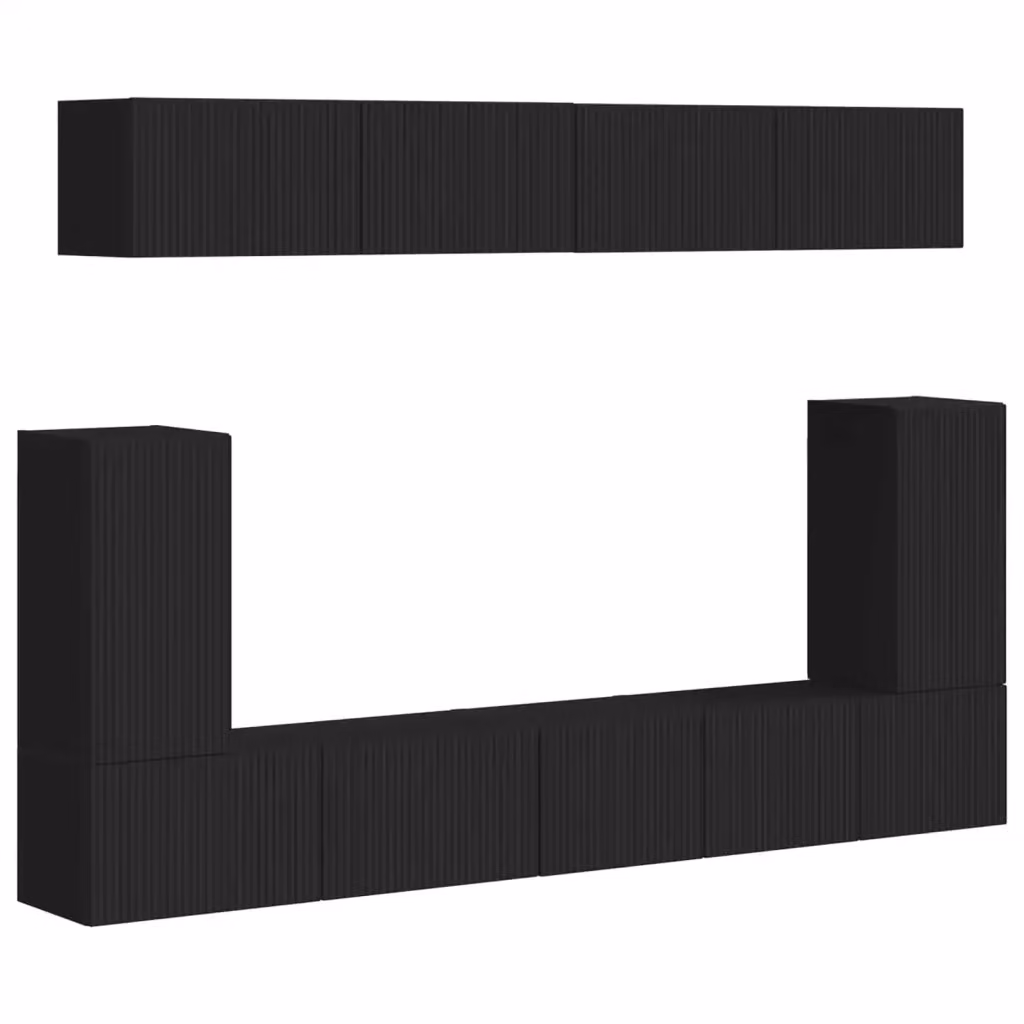 Set mobile TV moderno vidaXL in 5 pezzi, colore nero opaco, in legno MDF per soggiorno – 2