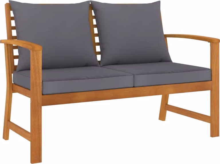The Living Store Panca da giardino 120 cm con cuscini grigio scuro in legno massiccio di acacia