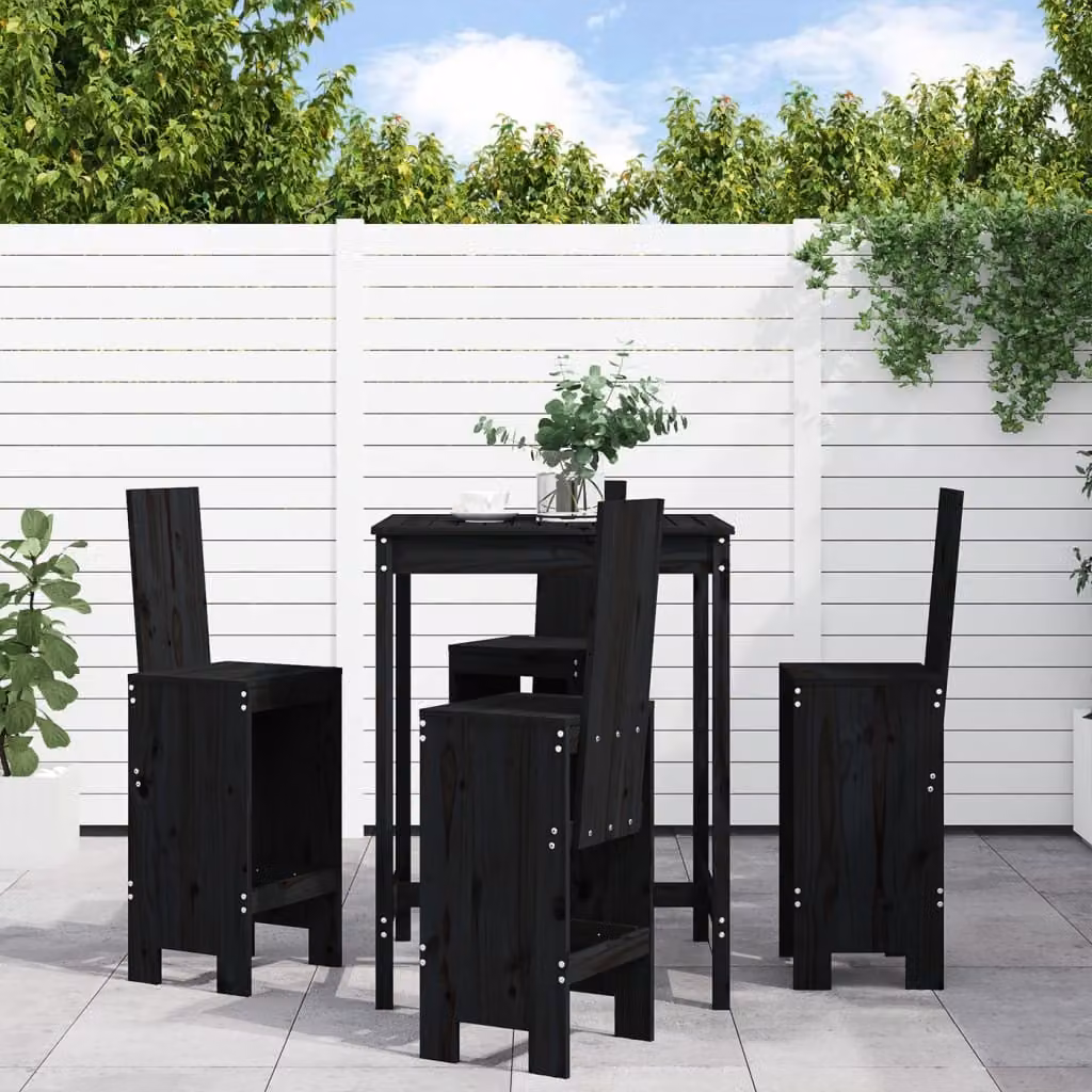 Maison Exclusive - Set Bar da Giardino 5 pz Nero in Legno Massello di Pino