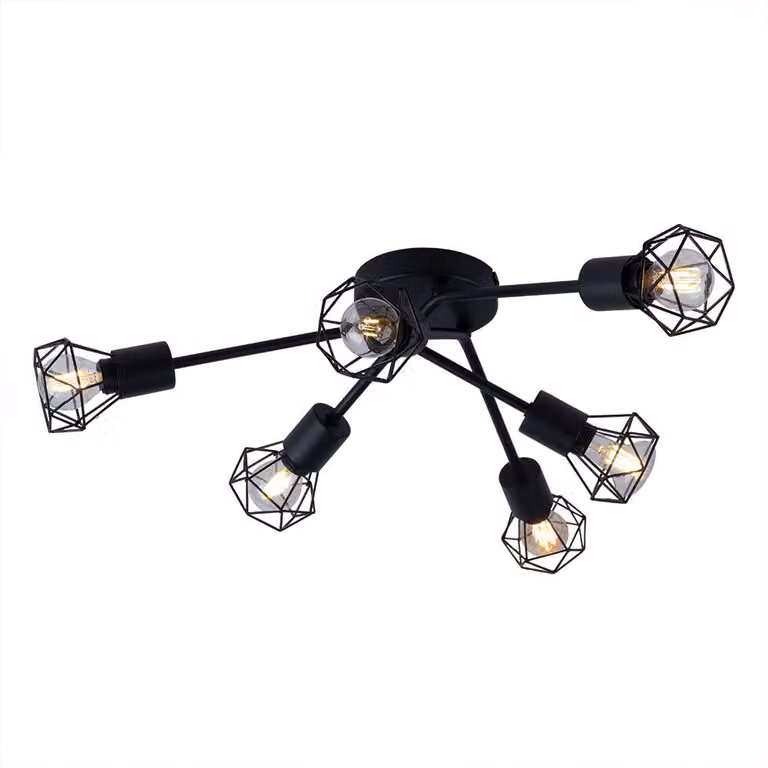 Lampada da soffitto a LED RGB, design a gabbia, nera, rotonda, diametro 63 cm