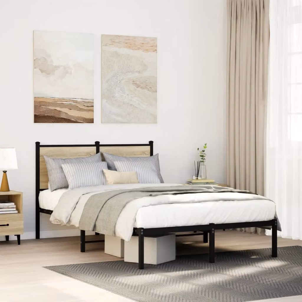 vidaXL Giroletto in Metallo Rovere Sonoma L/P/H: 120 x 200 x 91,5 cm