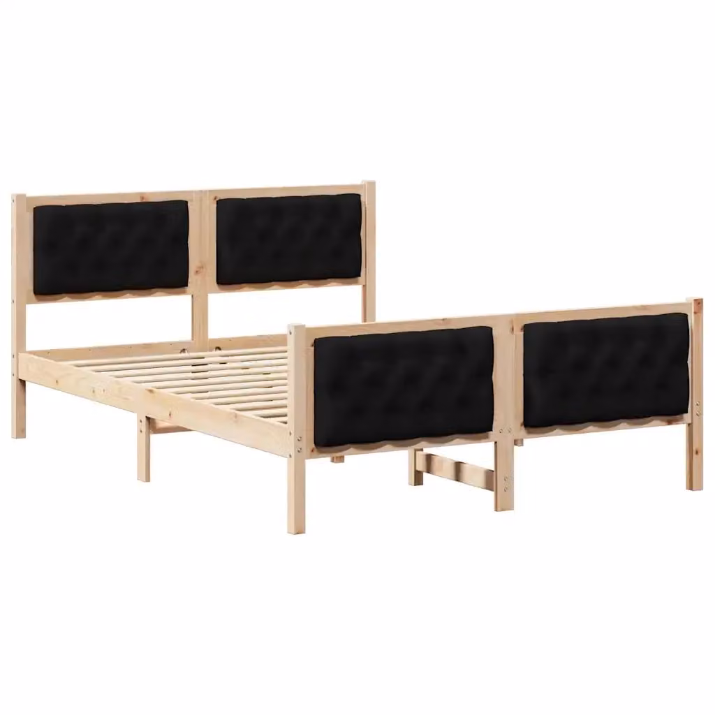 Struttura del letto moderna vidaXL in pino massello nero L/P/H: 200 x 140 x 85,5 cm – 2
