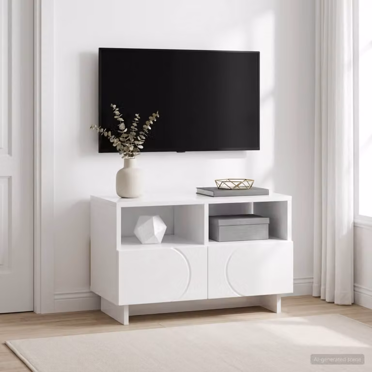 vidaXL Supporto TV Moderno Bianco Lucido L: 60 cm, P: 34.5 cm, H: 40 cm