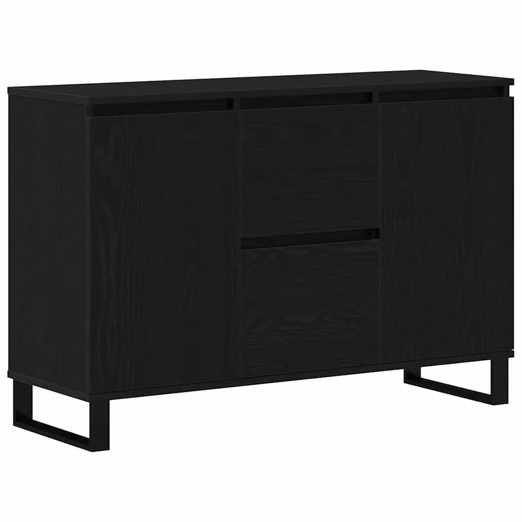 Credenza moderna vidaXL in MDF e metallo, colore nero, L: 101,5 cm, P: 35 cm, H: 70 cm – 2