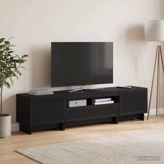 Mobile TV LED a 5 pezzi Nero Legno ingegnerizzato 3416415