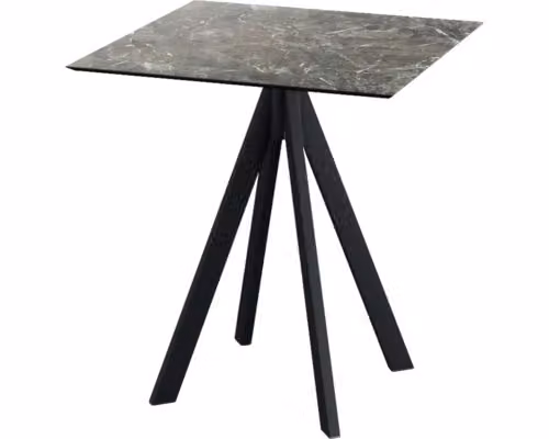 Infinity - Tavolo da giardino, struttura nera + piano in HPL effetto marmo Galaxy, 70x70 cm, 1 pezzo