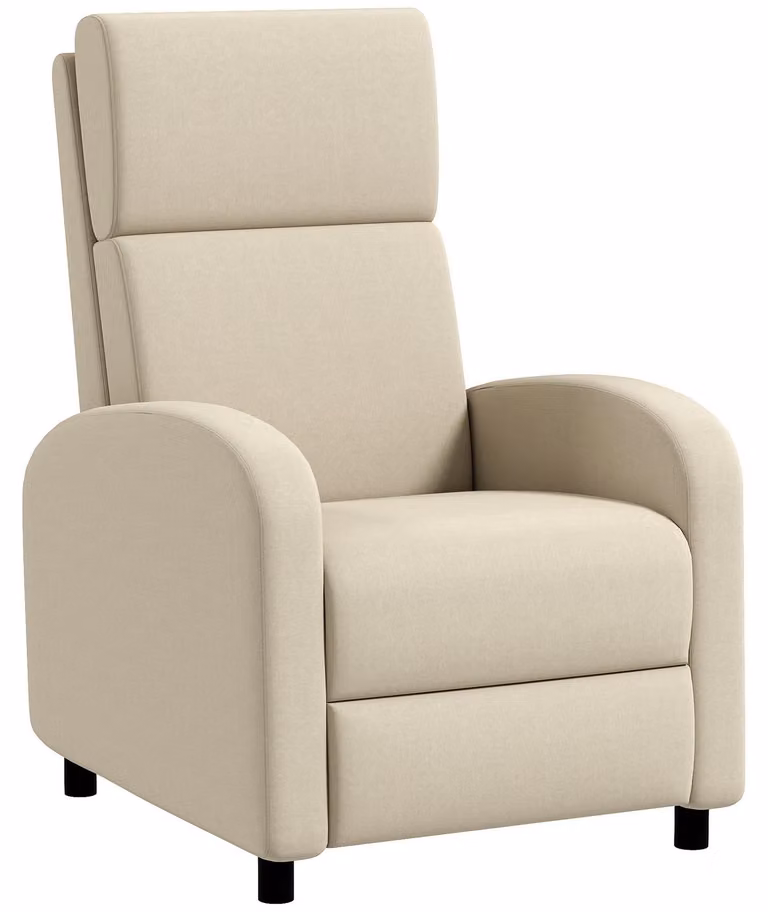 Poltrona relax - Sedia per TV - Sedia regolabile - Poltrona color crema - Schienale regolabile fino a 160°