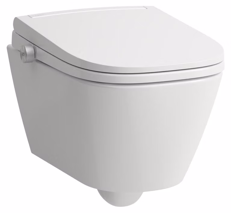 WC suspendu Laufen Cleanet Meda, avec WC douche, chasse d'eau silencieuse, sans rebord, à chasse d'eau profonde, 370 x 540 mm, H604110000S002, H604110000S002
