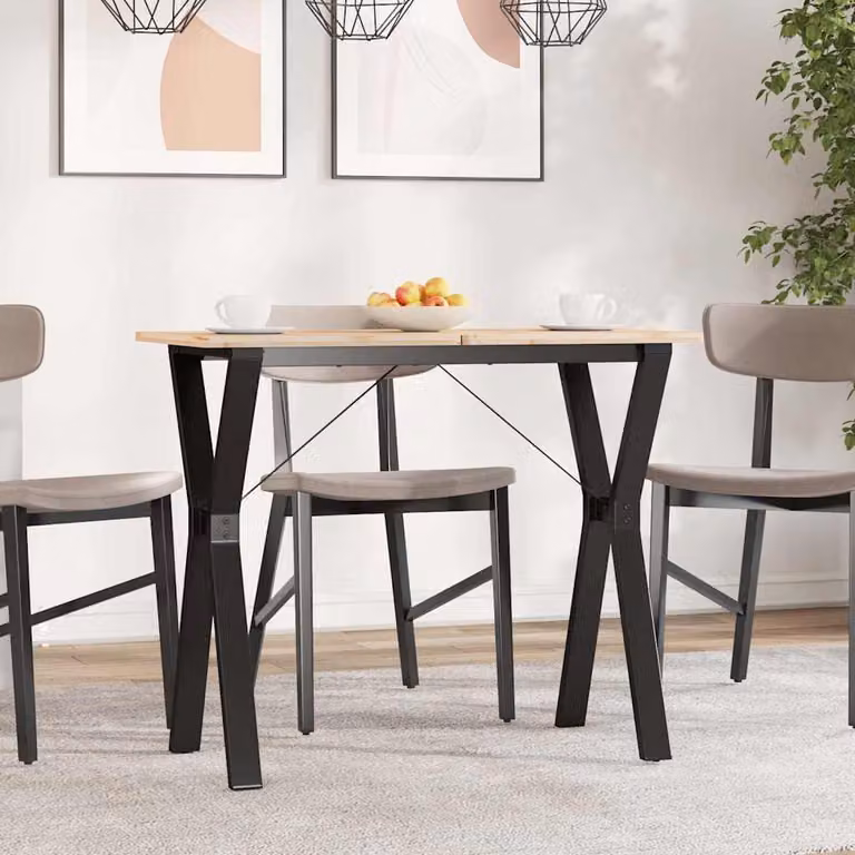 vidaXL Gambe per Tavolo da Pranzo a Y in Metallo Nero con Finitura Laccata L/P/H: 80 x 40 x 73 cm