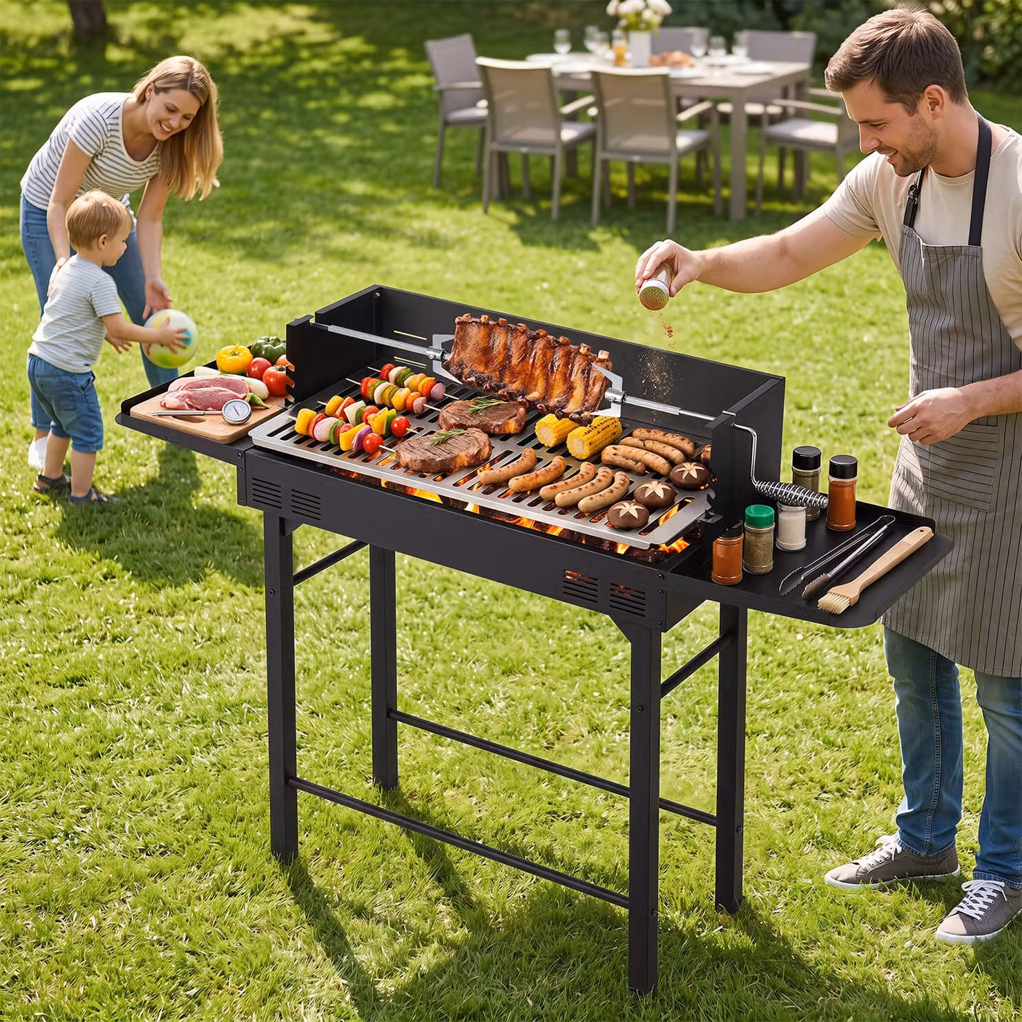 Barbecue a carbonella da tavolo Costway in metallo nero per esterni