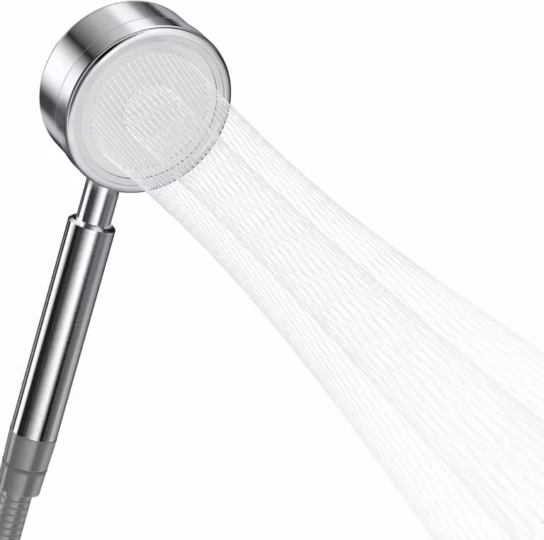 Doccia manuale ad alta pressione, in acciaio inossidabile - Universale, con ugello per doccia che risparmia acqua grazie a un particolare schema di getto - Installazione semplice - Connettore filettato G ½