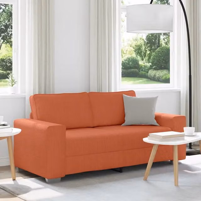Divanetto Rosso Arancione 180x77x82 cm Tessuto Velluto a Coste 4105206