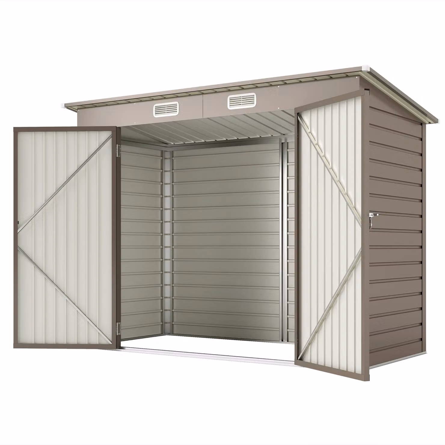 Casetta per attrezzi Outsunny in metallo, 2,7 m², 249x121x183 cm, con tetto a una falda