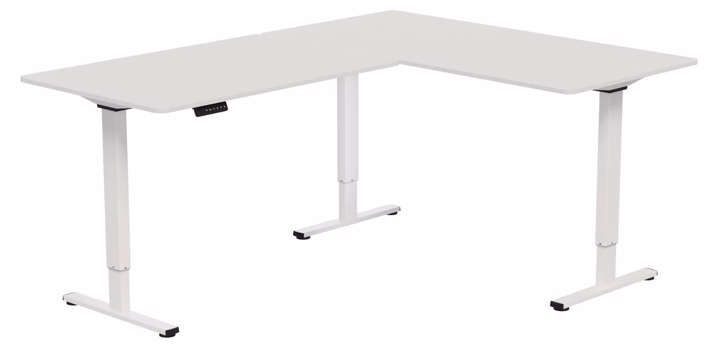 Scrivania regolabile elettricamente - Bianco - 100x60 cm - Piano in MDF - Struttura in acciaio rivestito