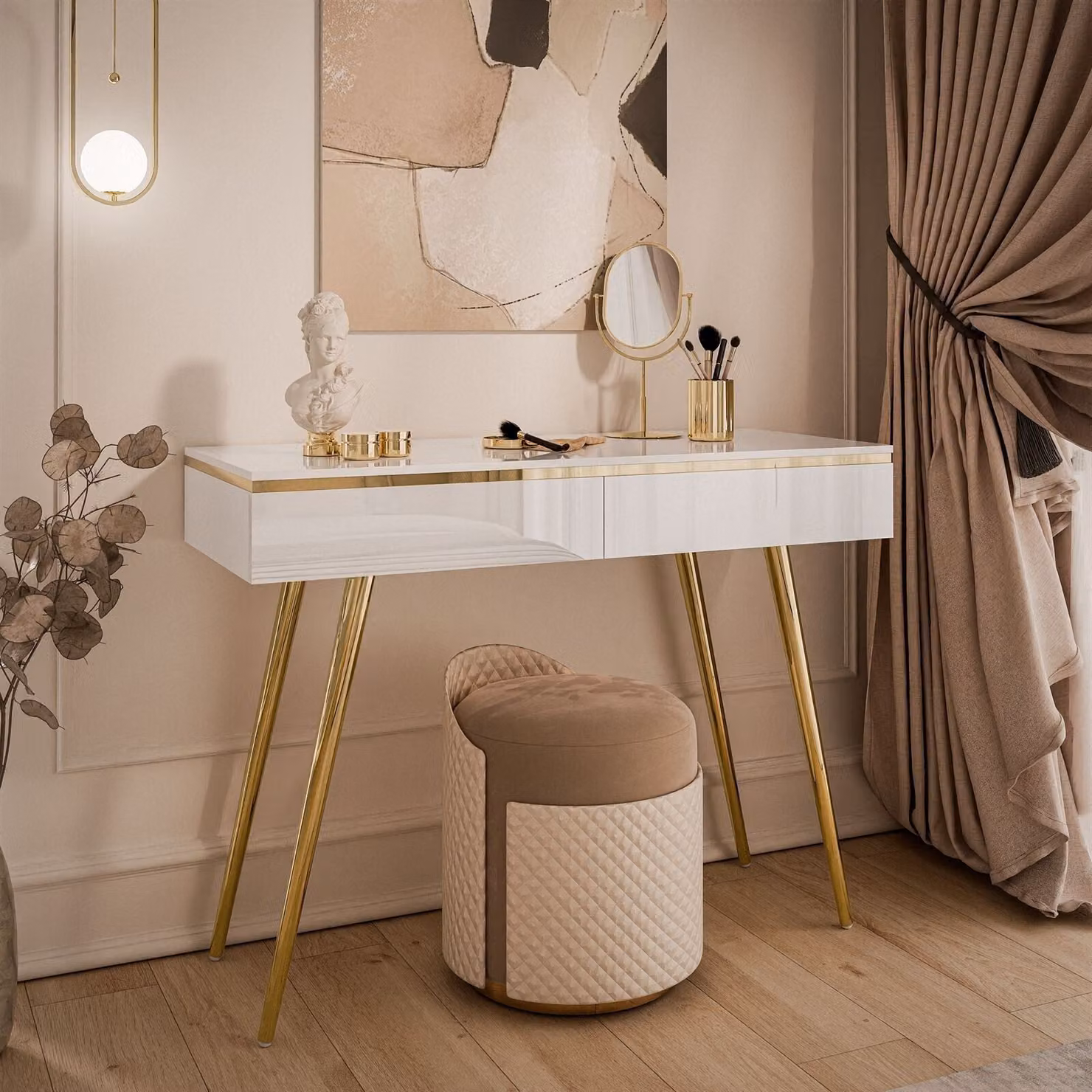 Consolle AURORA-S con cassetti Bianco / Bianco lucido