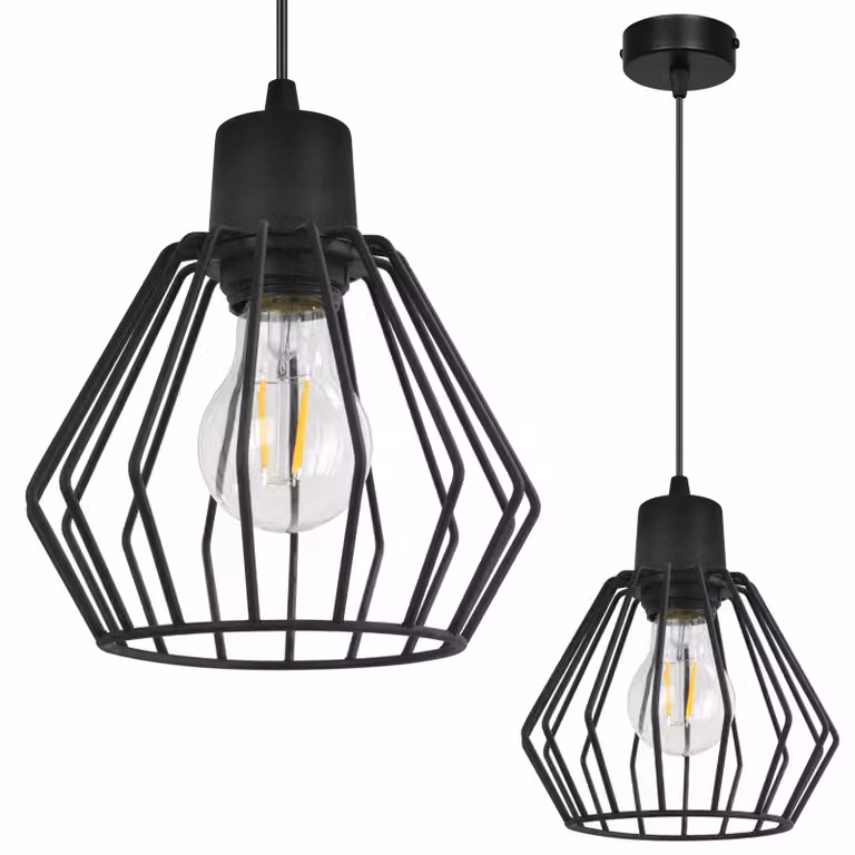 Lampada a sospensione, lampadario da soffitto, paralume in filo metallico, LED