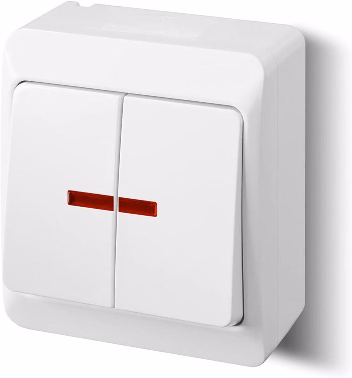 Prese a muro a doppia uscita, grado di protezione IP44, impermeabili, dimensioni 65x75x48 mm, adatte per uso esterno