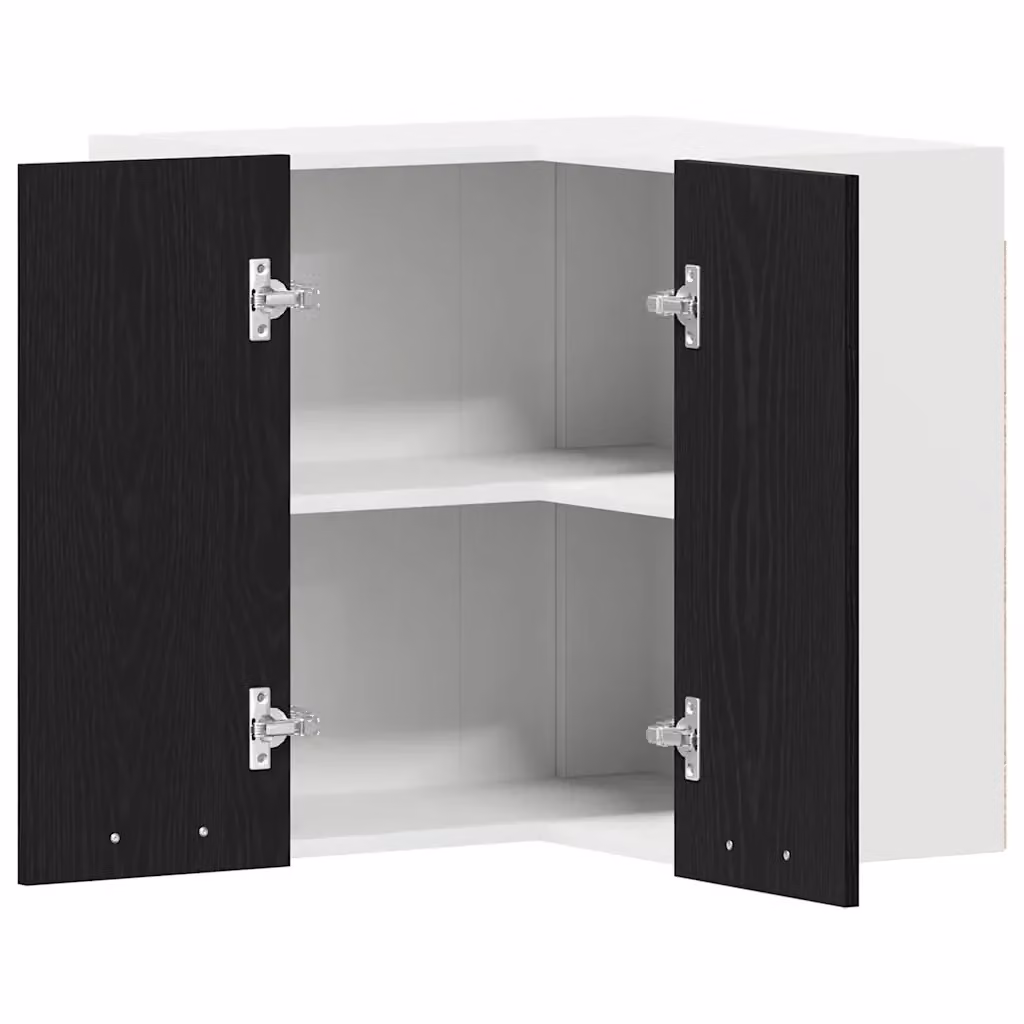 Mobiletto a parete moderno HELLOSHOP26 in legno composito rovere nero con ante a battente e ripiani interni L/P/H: 57 x 57 x 57 cm – 2