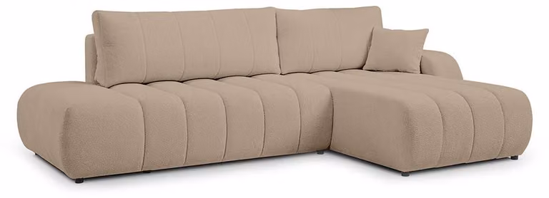 Divano angolare con funzione letto, modello Baloa, colore sabbia