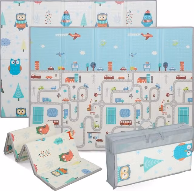 Tappetino per bambini AIYAPLAY con motivo animale in schiuma multicolore e imbottitura spessa 1,5 cm antiscivolo