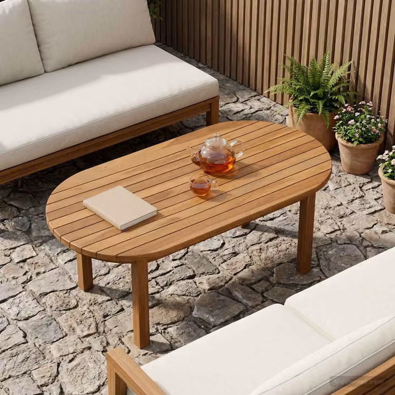 Piano del tavolo ovale in legno di teak solido vidaXL marrone L: 90 cm, P: 45 cm, H: 3,5 cm
